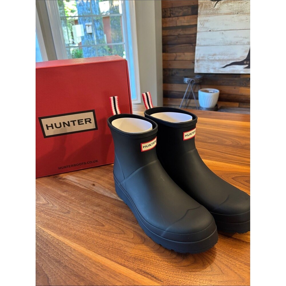 NEW Hunter Women’s Original Short Black  Play Wedge Rain Boot Size 11